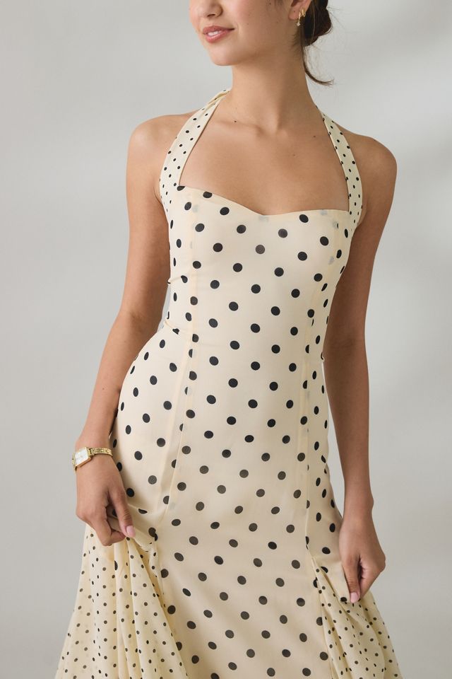 Elevator Disco One Of A Kind Polka Dot Halter Midi Dress #2