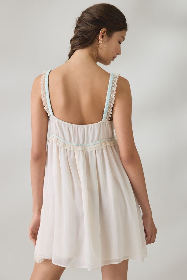 Elevator Disco Romantic Crush Ribbon + Lace Trim Babydoll Mini Dress #3