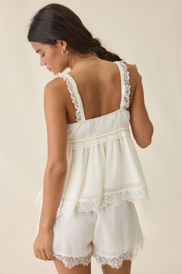 Elevator Disco Italia Lace Trim Babydoll Tank Top #2