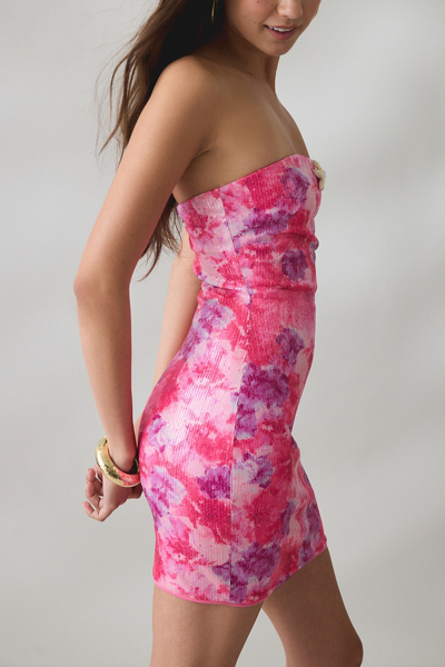 Elevator Disco Blooming Sequin Strapless Mini Dress