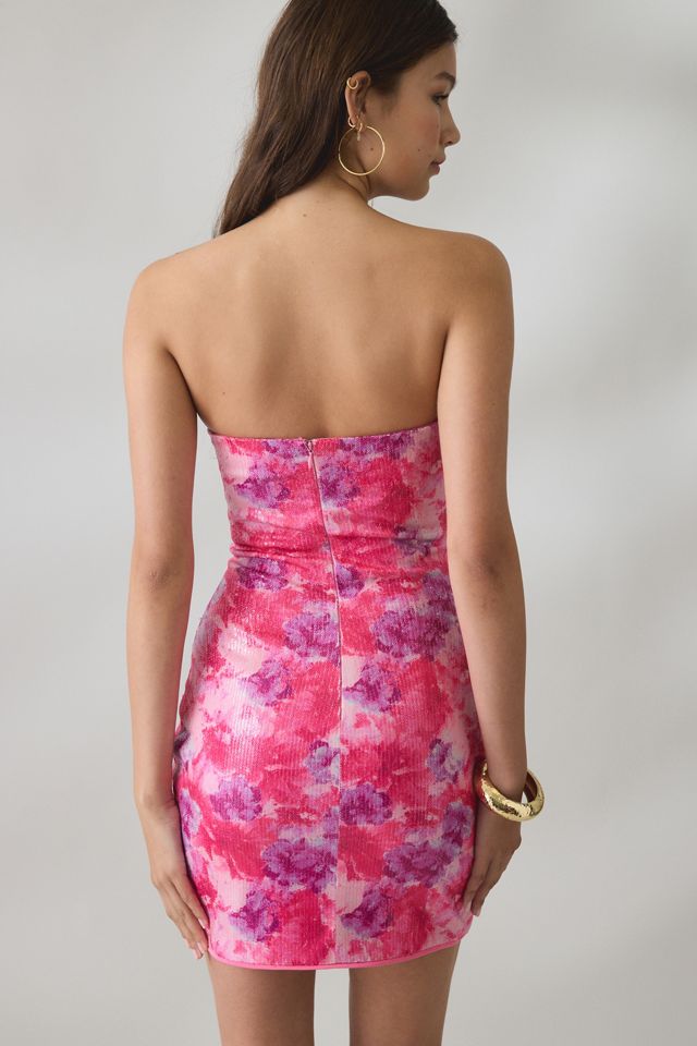 Elevator Disco Blooming Sequin Strapless Mini Dress #4