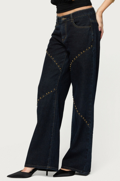 Edikted Charla Stud Low Rise Baggy Jeans
