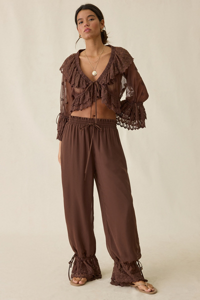 Elevator Disco Eleanor Ruffle Lace Trim Balloon Pants