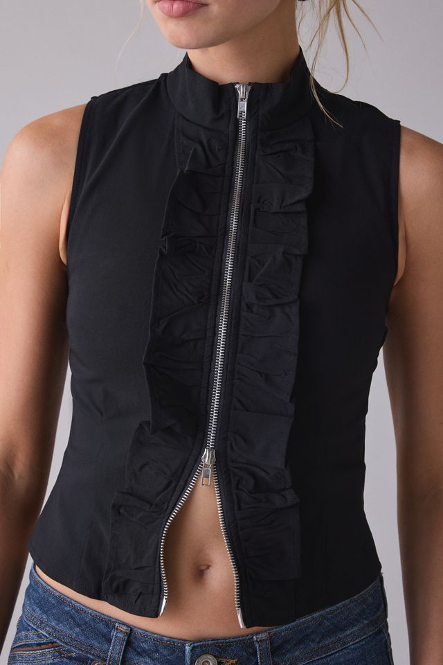 Motel Hanae High Neck Sleeveless Zip-Front Top #1