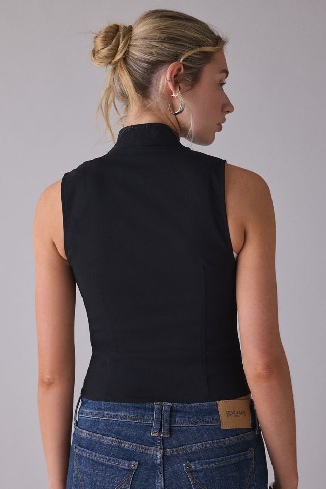 Motel Hanae High Neck Sleeveless Zip-Front Top #3