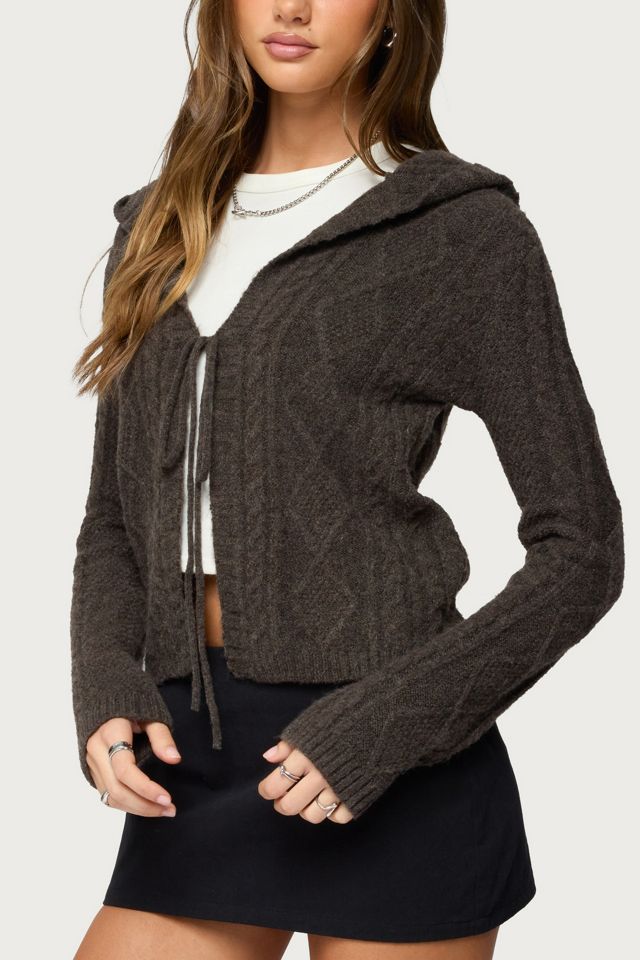 Edikted Jayla Hooded Cable Knit Cardigan #2