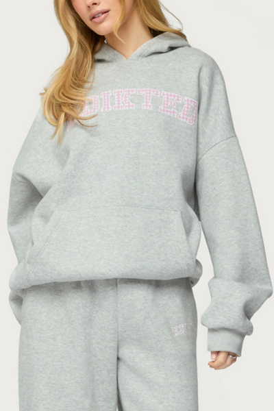 Edikted Edikted Lover Oversized Hoodie in Gray/Melange, Women's at Urban Outfitters