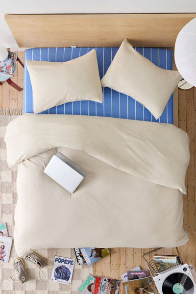 Urban Outfitters Classic Linen-blend Duvet Cover In Turtledove At