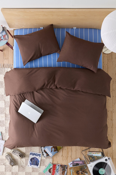 Urban Outfitters Classic Linen-blend Duvet Cover In Fondue Fudge At