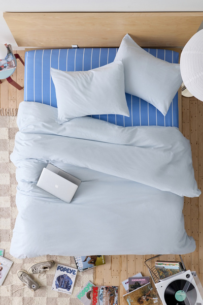 Urban Outfitters Classic Linen-blend Duvet Cover In Skywriting At