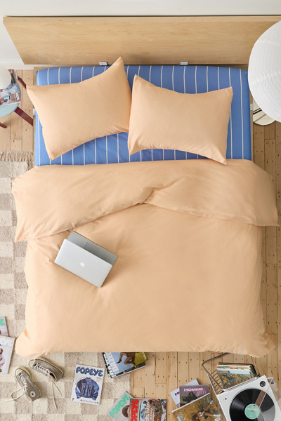 Urban Outfitters Classic Linen-blend Duvet Cover In Almond Cream At