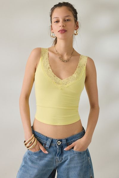 Out From Under Oh Baby V-Neck Lace Trim Tank Top