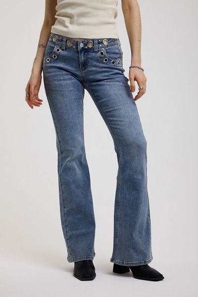 The Ragged Priest Grade Eyelet Low-Rise Flare Jeans