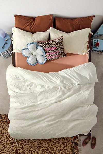 Seersucker Tied Trim Cotton Duvet Cover