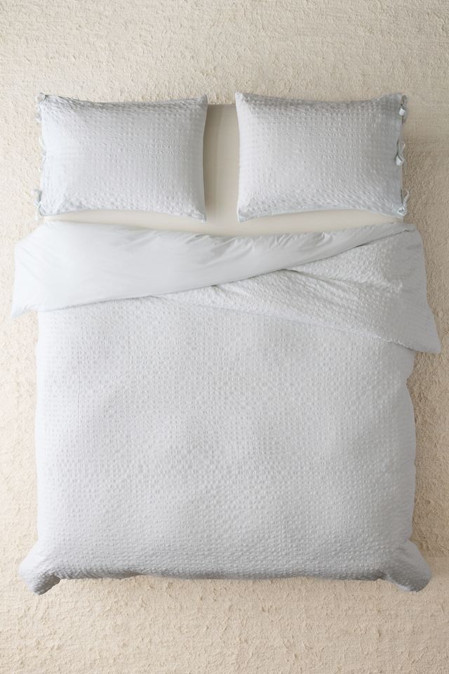 Housse de couette en coton seersucker à bordure nouée #1