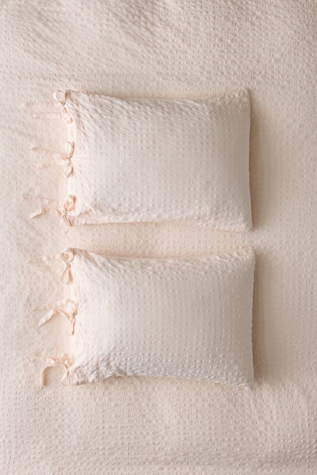 Seersucker Tied Trim Cotton Sham Set #1