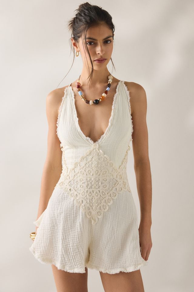 Kimchi Blue Heart + Soul Lace Trim Cotton Romper #4