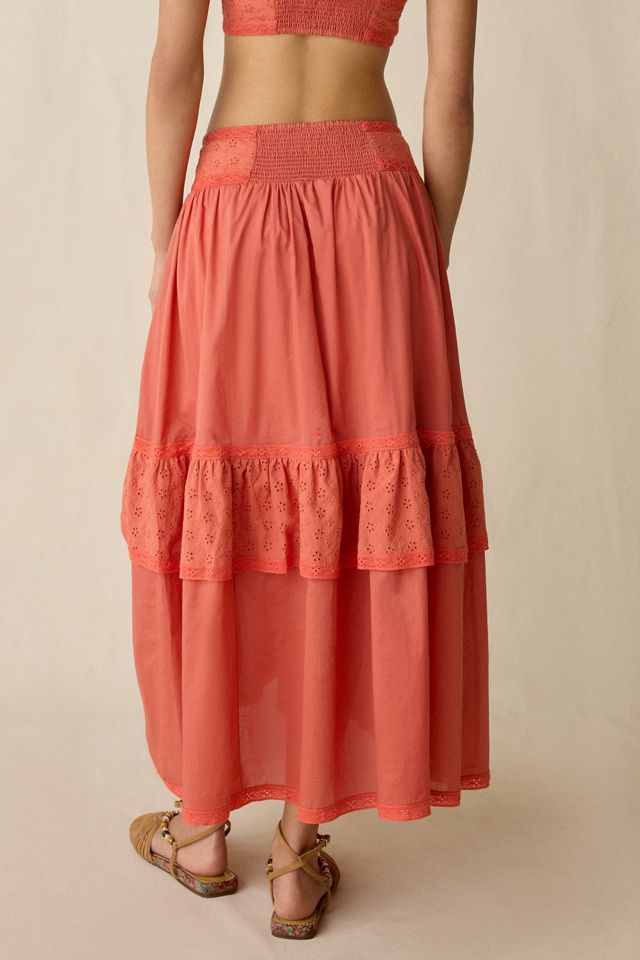 Kimchi Blue Seaside Splash Ruffle Lace Trim Midi Skirt 2-Piece Set #4