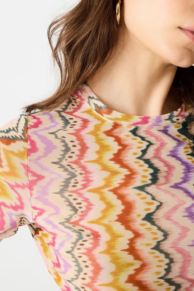 Steve Madden Larke Lace Trim Mesh Crop Top #2