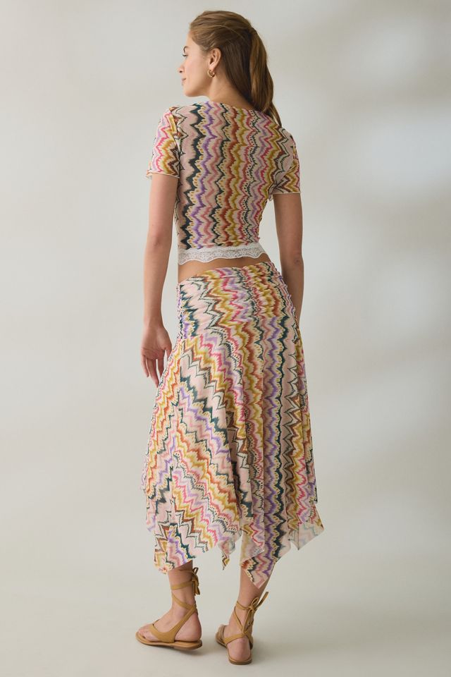 Steve Madden Abella Cinch-Front Asymmetric Mesh Midi Skirt #4
