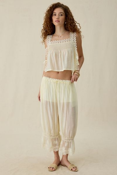 Steve Madden Easten Sheer Lace Trim Bloomer Pants