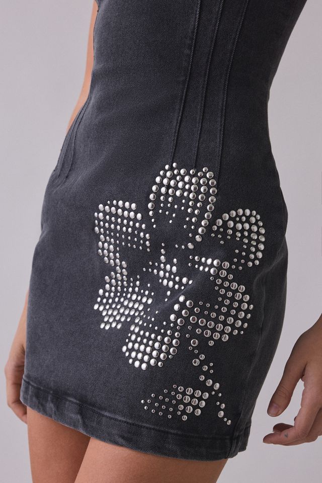 Steve Madden Rosella Studded Flower Denim Mini Dress #1