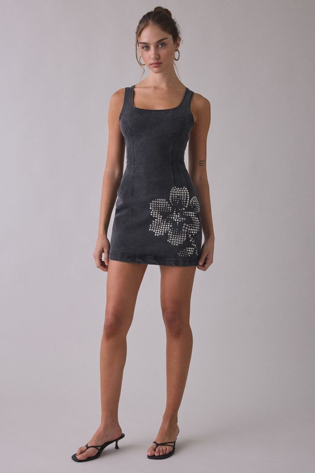 Steve Madden Rosella Studded Flower Denim Mini Dress #2
