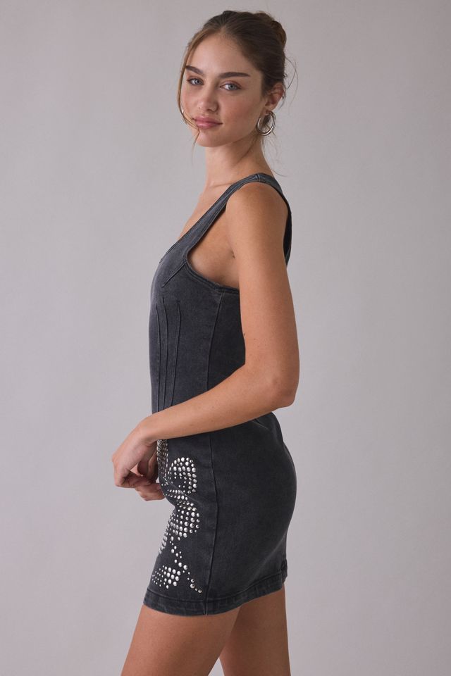 Steve Madden Rosella Studded Flower Denim Mini Dress #4