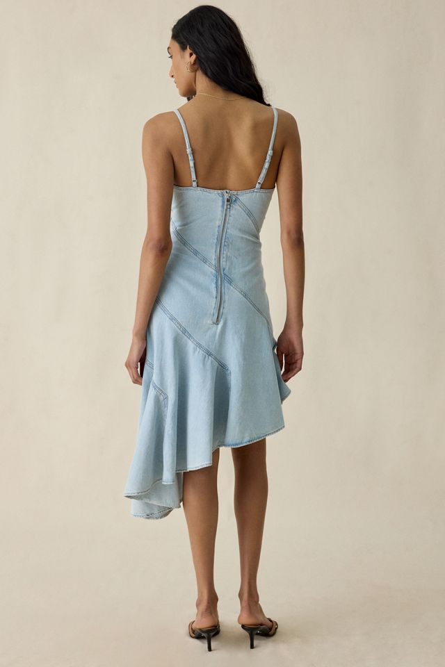 Steve Madden Ellis Asymmetric High-Low Seamed Denim Midi Dress #4
