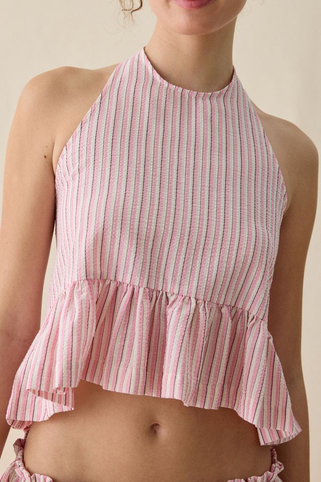 Steve Madden Cerise Ruffle High-Low Halter Neck Top #1