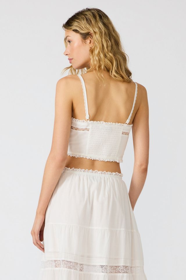 Steve Madden Elisse Lace Trim Cropped Corset Bra Top #1