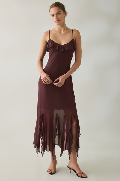 Steve Madden Mariane Cascading Ruffle Mesh Midi Dress