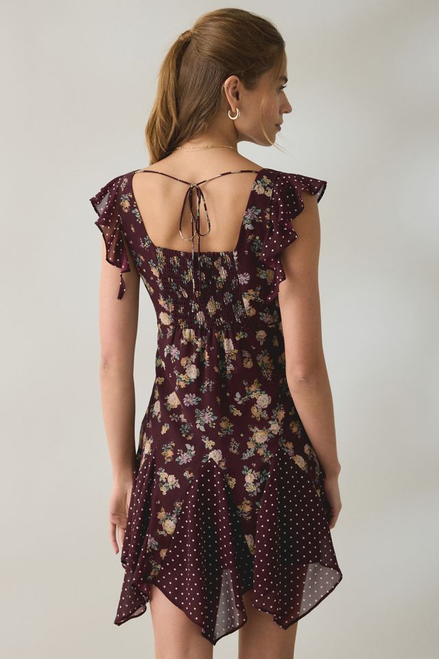 Steve Madden Tanisha Floral + Polka Dot Mesh Flutter Mini Dress #1