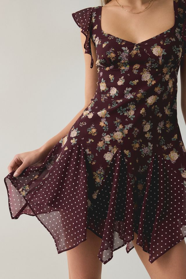 Steve Madden Tanisha Floral + Polka Dot Mesh Flutter Mini Dress #2