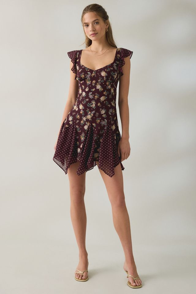 Steve Madden Tanisha Floral + Polka Dot Mesh Flutter Mini Dress #3