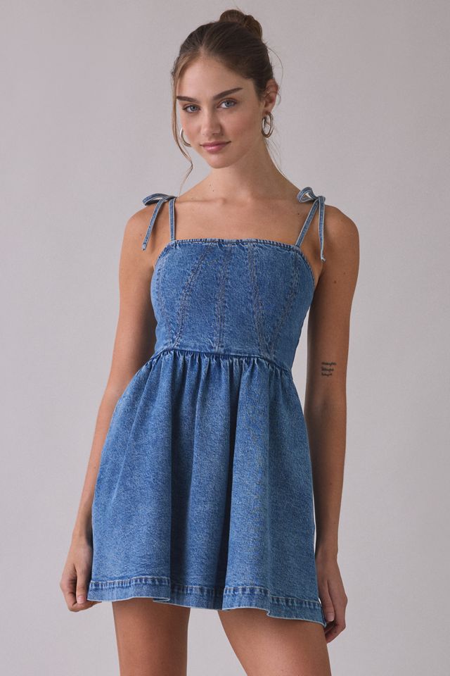 Steve Madden Meaghan Tie-Strap Denim Mini Dress #1