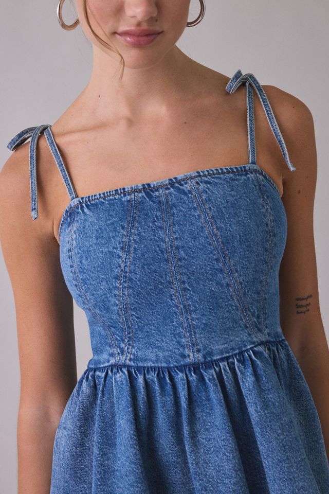Steve Madden Meaghan Tie-Strap Denim Mini Dress #3