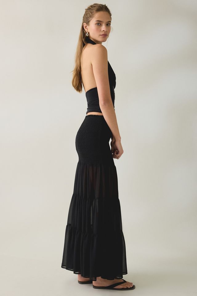 Steve Madden Lisabel Sheer Tiered Maxi Skirt #1