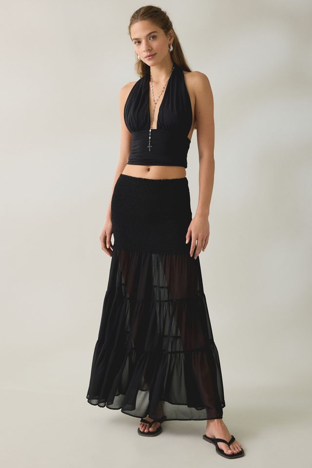 Steve Madden Lisabel Sheer Tiered Maxi Skirt #3