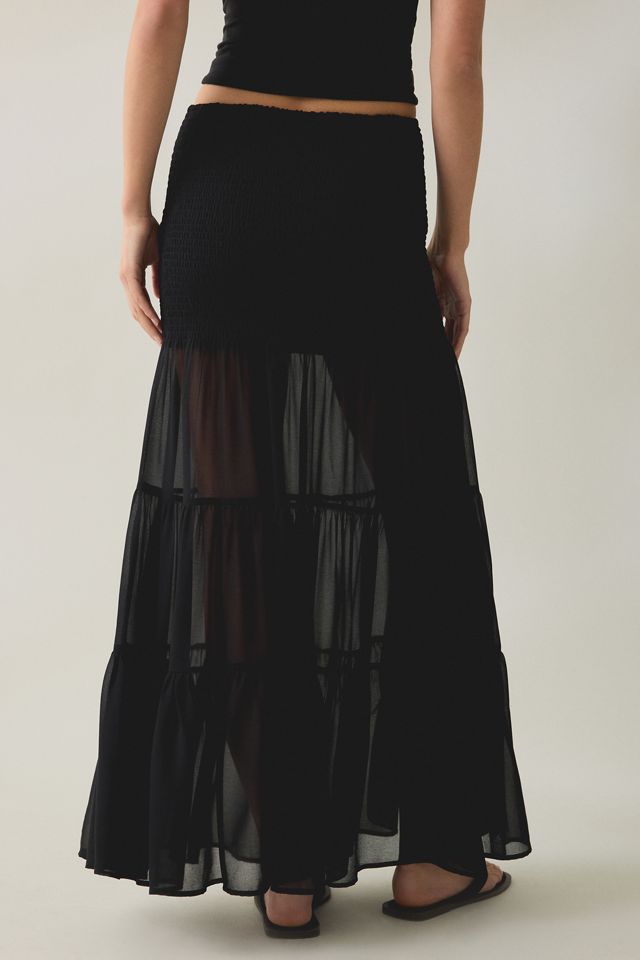 Steve Madden Lisabel Sheer Tiered Maxi Skirt #4