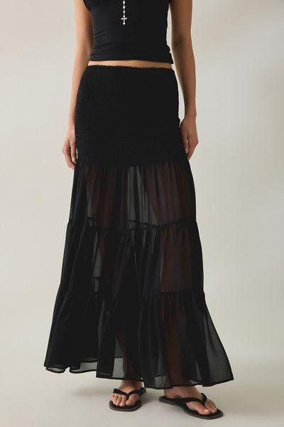 Steve Madden Lisabel Sheer Tiered Maxi Skirt