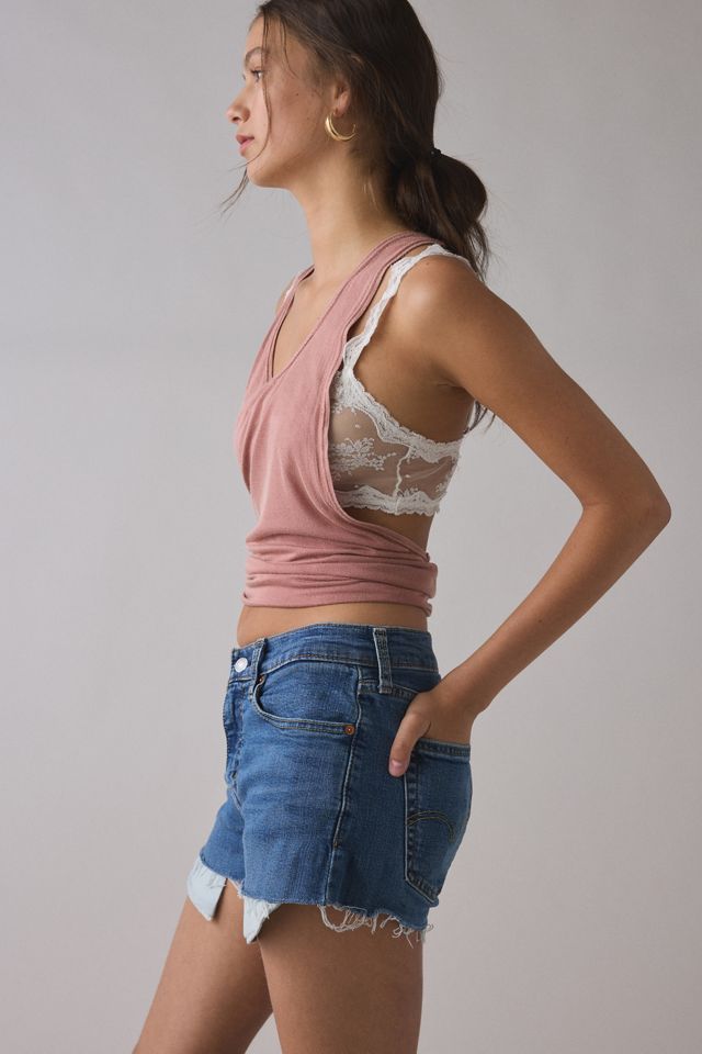 ReMADE By UO Gummy Denim Low-Rise Shorts #3