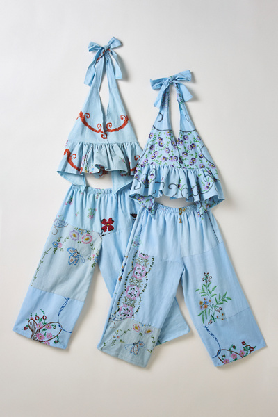 ReMADE By UO Remnants Patchwork Hand Embroidered 2-Piece Set