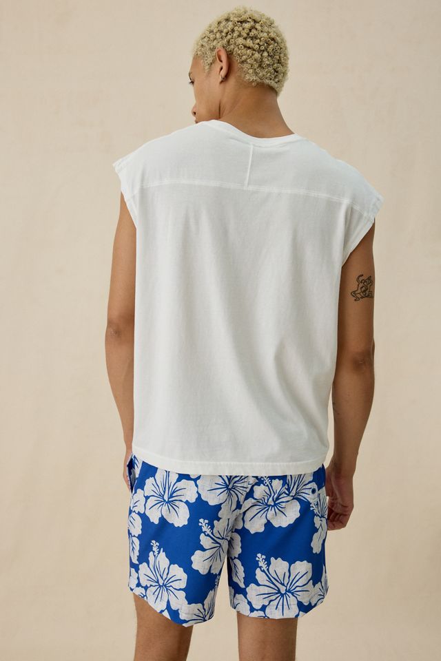 Sano Hibiscus Pattern Macro Chambray 6.5” Swim Trunks #3