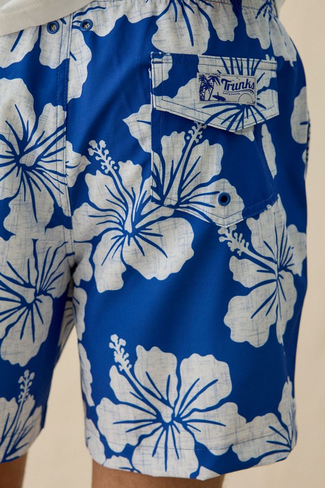 Sano Hibiscus Pattern Macro Chambray 6.5” Swim Trunks #4