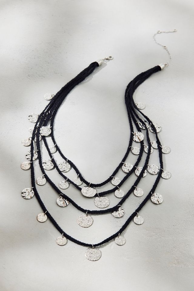 Positano Coin Corded Layered Bib Necklace #1