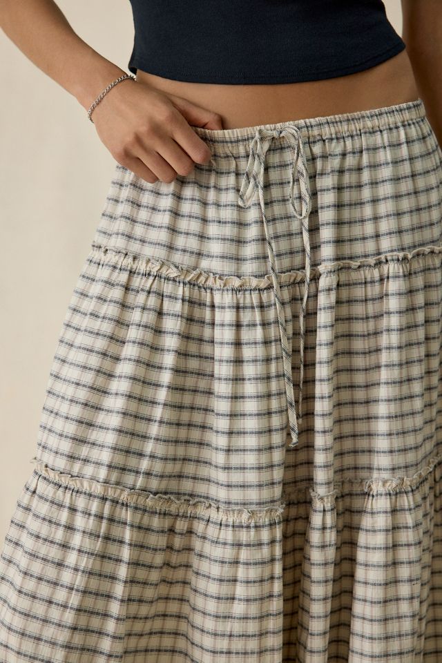 Jupe maxi étagée en coton à carreaux Sophie BDG #3