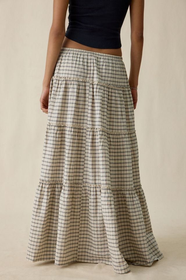 Jupe maxi étagée en coton à carreaux Sophie BDG #4