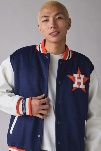 Mitchell & Ness MLB Houston Astros Day Off Varsity Jacket in Navy Astros, Men’s at Urban Outfitters
