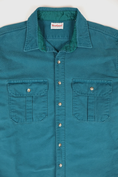 Vintage Green Flannel Button-Down Shirt
